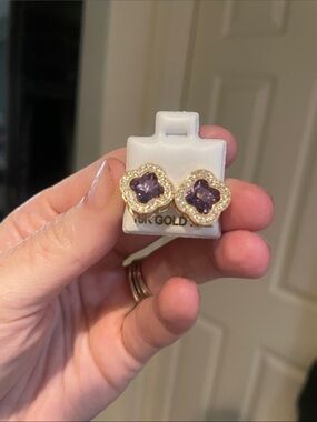 Purple Clover Stud Earrings